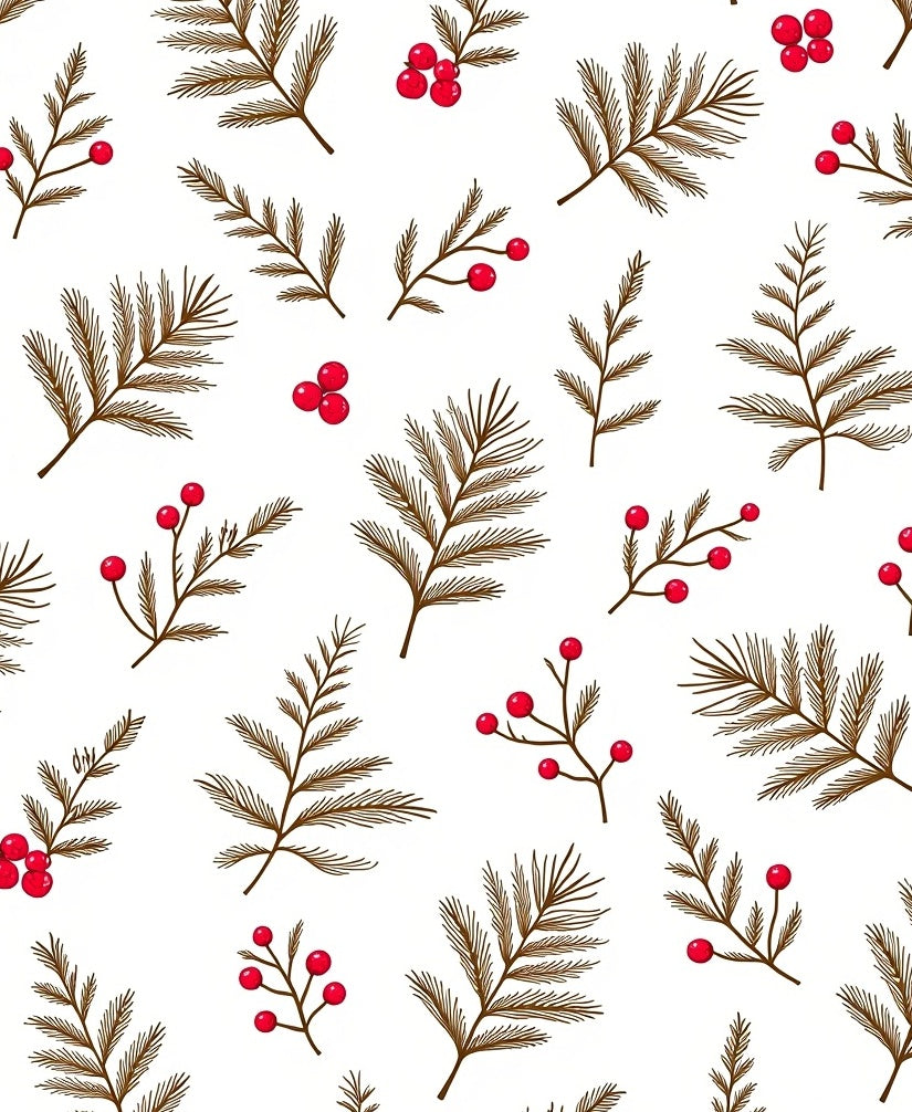 Brown Pine Sprigs With Red Berries Rug