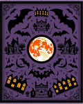Halloween Purple Bat Moon Houses Rug