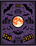 Halloween Purple Bat Moon Houses Rug
