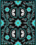 Vibrant Teal Floral Symmetry Rug