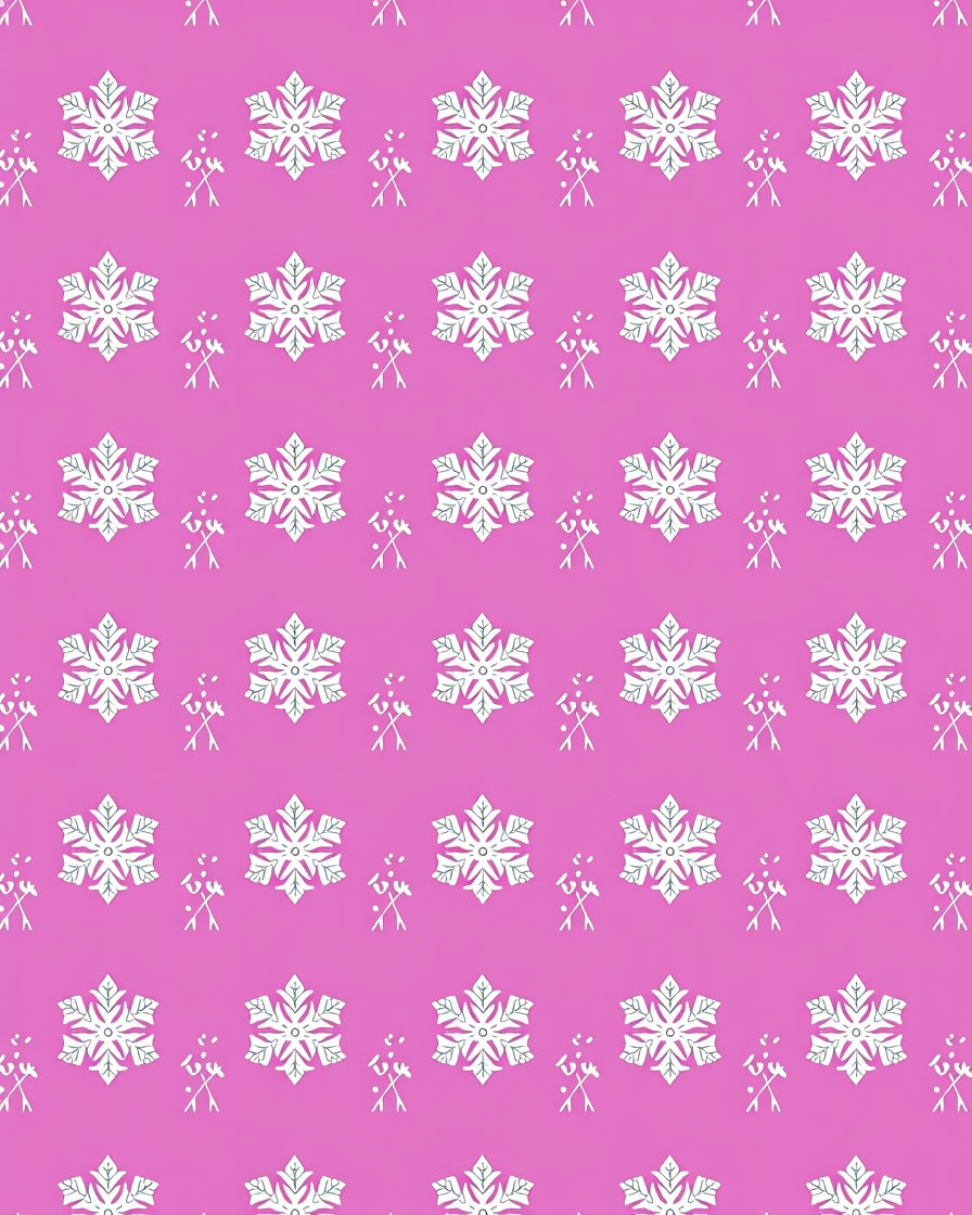 Pink White Snowflake Scatter Print Rug