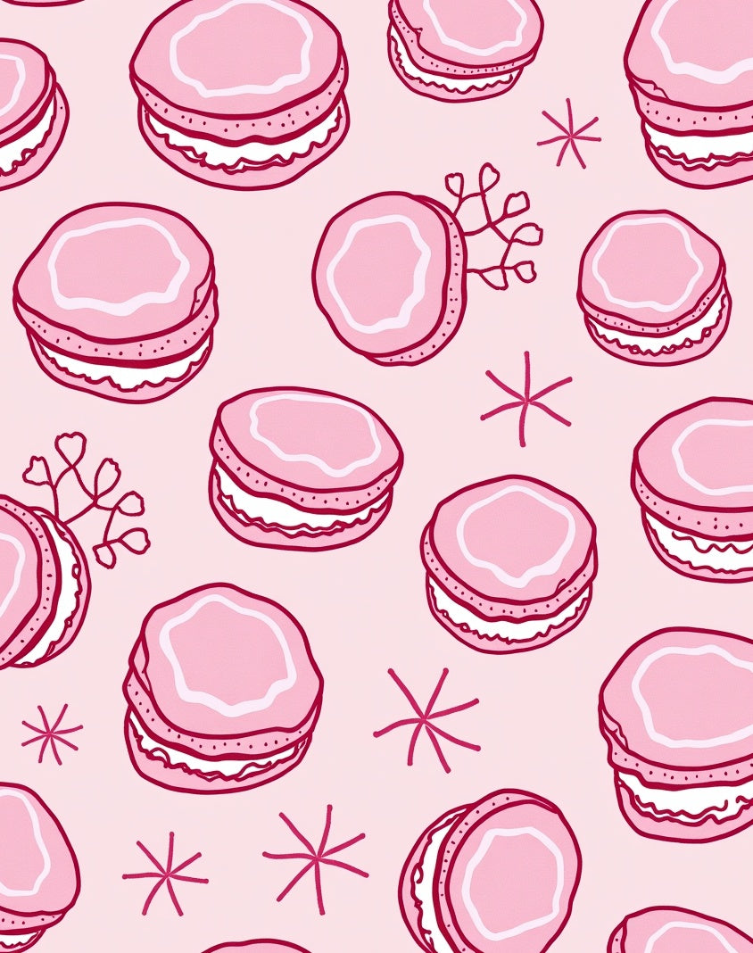 Pink Macaroon Sprinkle Illustration Rug