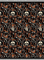 Creepy Black Orange Skeleton Horror Rug