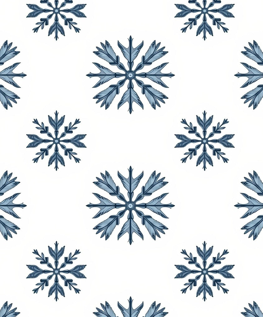 Navy blue snowflake medallion repeat Rug