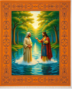 Biblical Scene Sunlit Forest Water Rug