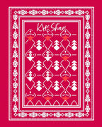 Bright Red Geometric Tree Border Rug