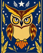 Wise Owl Blue Starry Night Rug