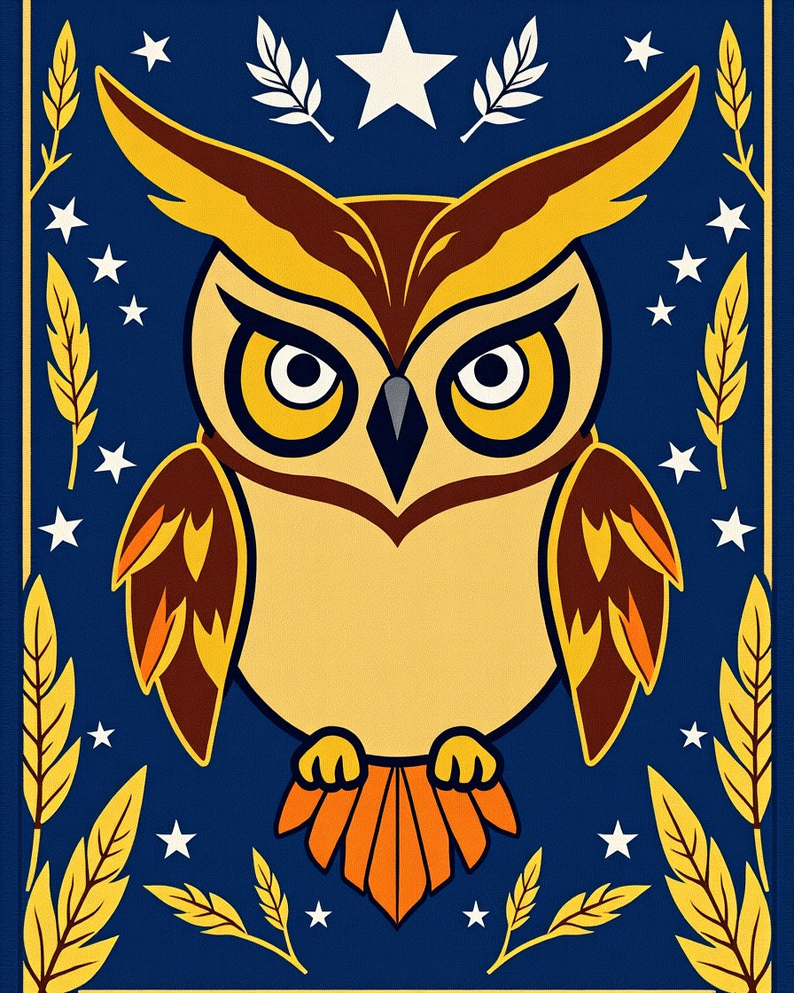 Wise Owl Blue Starry Night Rug