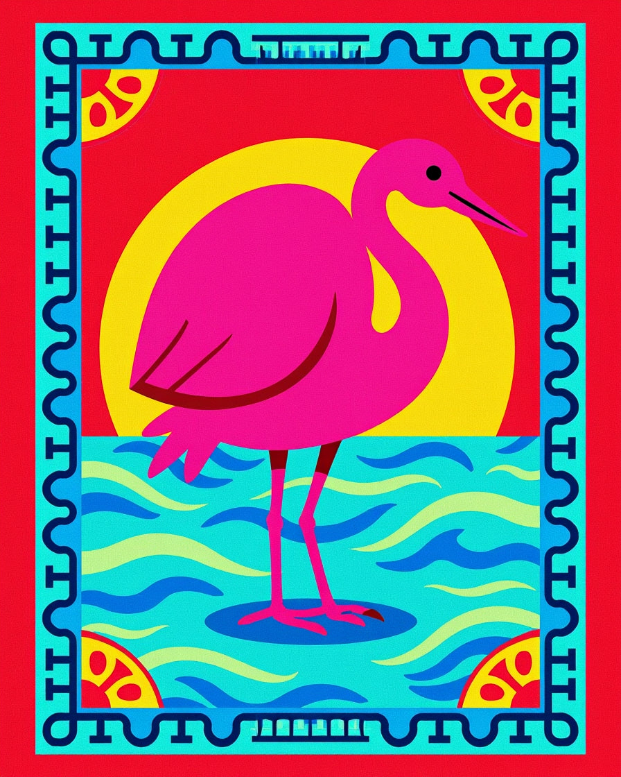 Pink Flamingo Sun Water Medallion Rug
