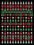 Red Green White Christmas Trees Snowflakes Rug