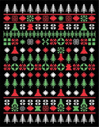 Red Green White Christmas Trees Snowflakes Rug