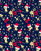 Festive Reindeer Santa Hat Stars Rug