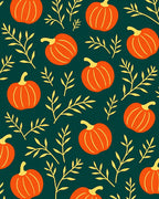 Orange Pumpkin Botanical Autumn Leaves Rug
