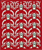 Red White House Tribal Geometric Rug