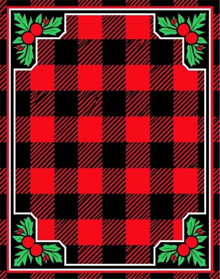 Red Black Buffalo Check Holly Accents Rug