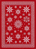 Crimson Snowflake Scatter Border Rug
