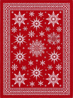 Crimson Snowflake Scatter Border Rug