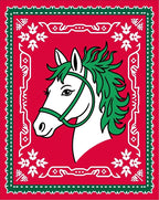 Whimsical Red Green Horse Portrait Rug