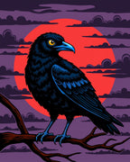 Dark Raven Crimson Sun Clouds Rug