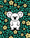 Cute Koala Yellow Flower Foliage Rug