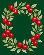Crimson Cherry Wreath Garland Rug