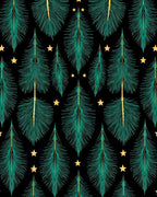 Emerald Forest Stars Black Rug