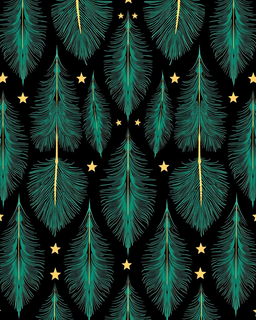 Emerald Forest Stars Black Rug