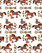 Earthy Horse Gallop Tribal Repeat Rug