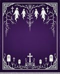 Spooky Purple Ghost Tree Graveyard Rug