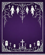 Spooky Purple Ghost Tree Graveyard Rug