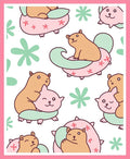 Cute Hamster And Paws Nature Blanket Rug