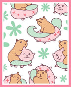 Cute Hamster And Paws Nature Blanket Rug