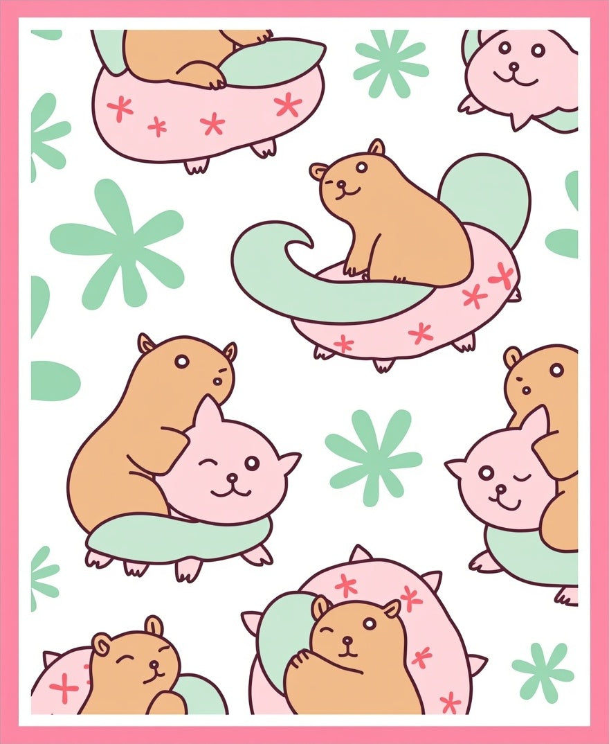Cute Hamster And Paws Nature Blanket Rug