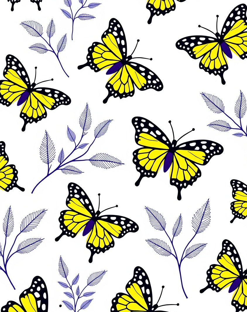 Vibrant Yellow Butterfly Branch Array Rug