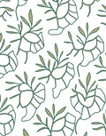 Green Leaf Outline Botanical Repeat Rug