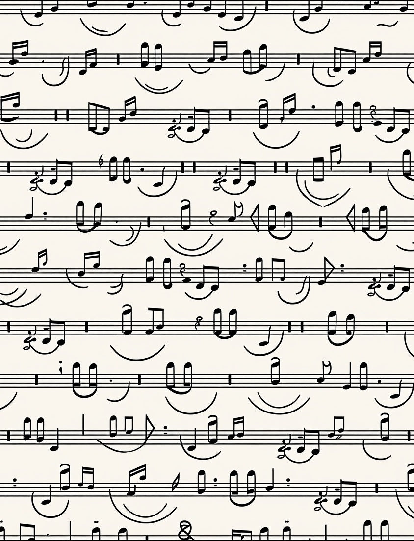 Classic Black Music Notes Cream Rug
