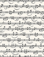 Classic Black Music Notes Cream Rug