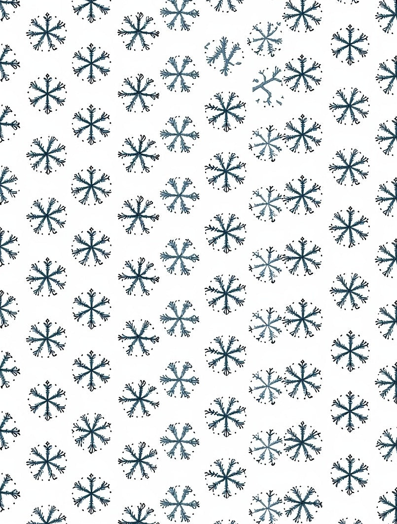 White Snowflakes Scattered Inky Blue Rug