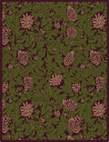 Forest Green Botanical Floral Rug