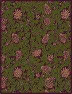 Forest Green Botanical Floral Rug
