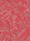 Red White Geometric Branch Overlay Rug