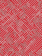 Red White Geometric Branch Overlay Rug