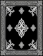 Black and White Ornate Scrollwork Rug