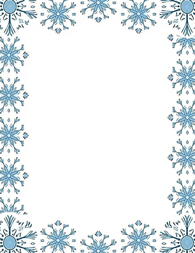 Winter Blue Snowflake Border Rug