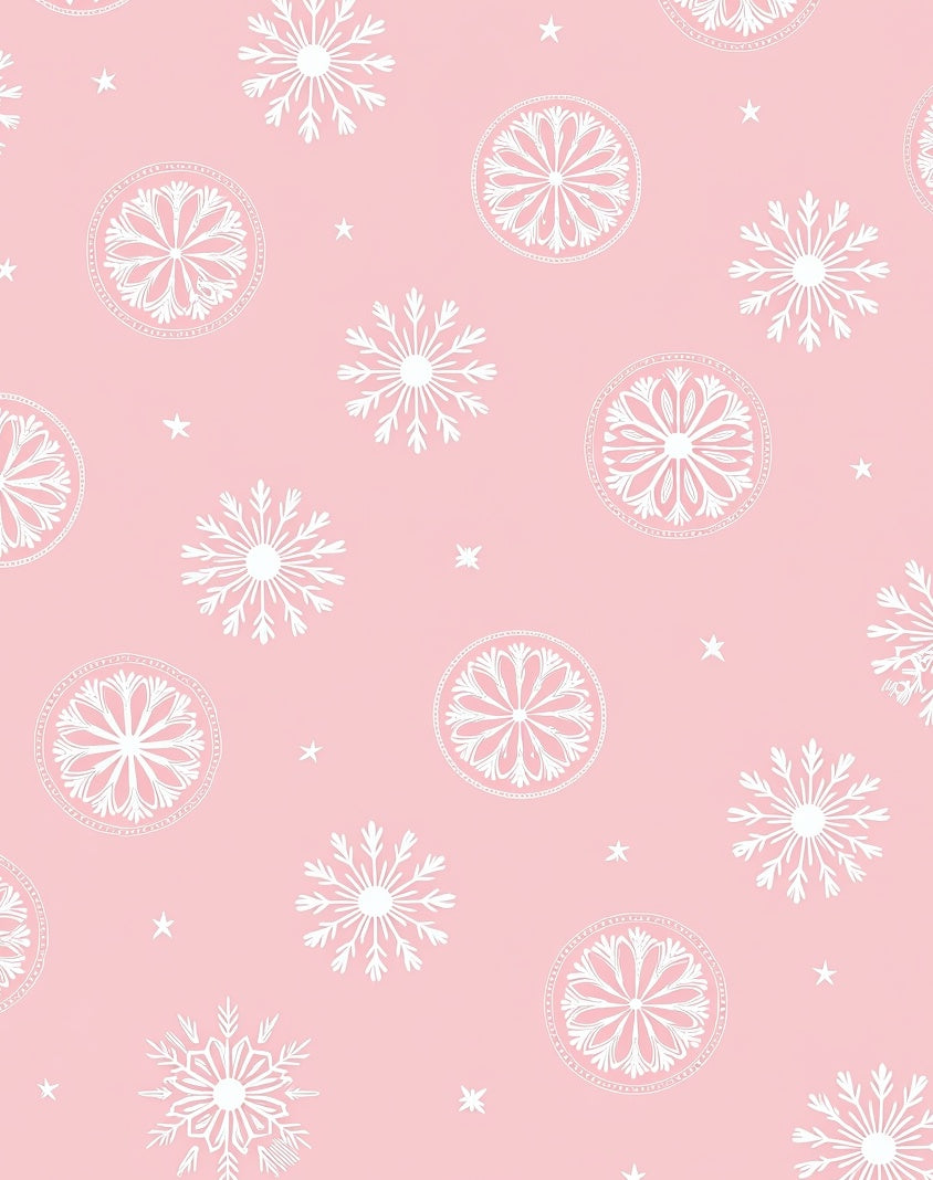 Pink White Snowflake Mandala Medallion Rug