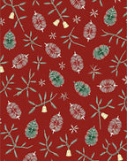 Red Festive Pine Sprigs And Bells Rug