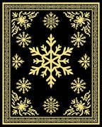 Golden Snowflake Black Contemporary Rug