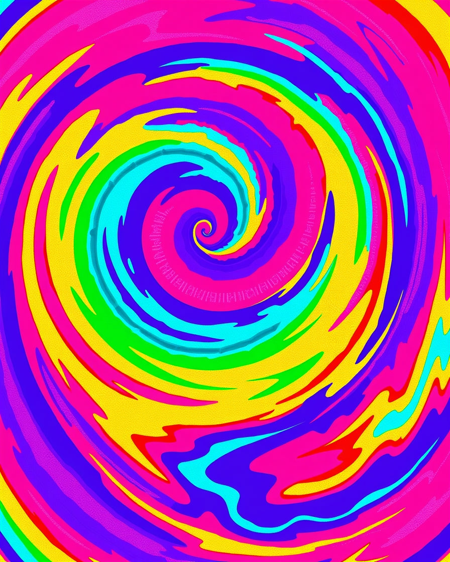 Vibrant Rainbow Swirl Psychedelic Rug
