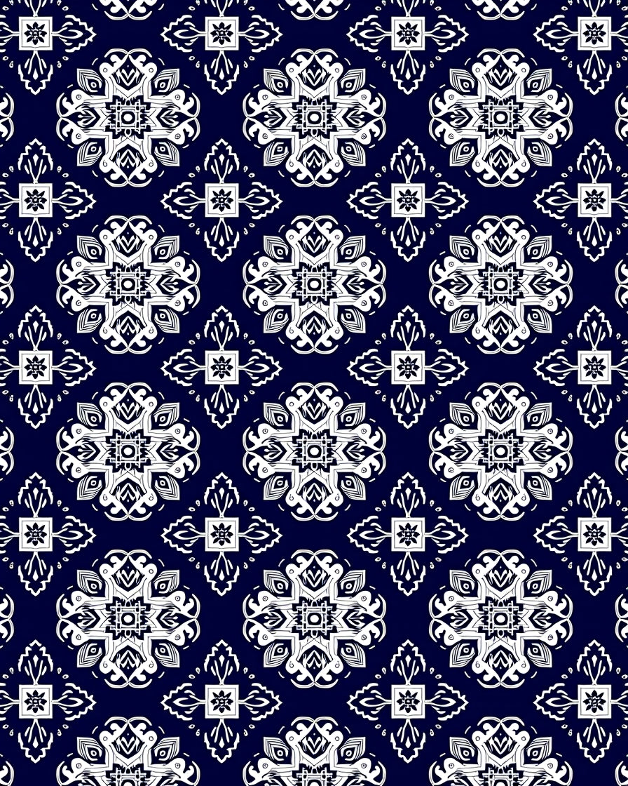 Classic White Medallion Navy Rug
