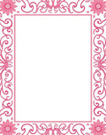 Pink Floral Swirl Border Rug